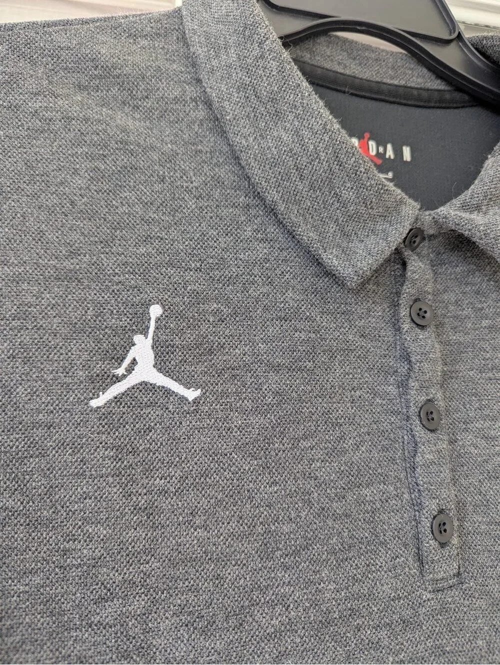 Jordan Mens Gray Polo Shirt Large Breathable Performance Sport Blend Golf Active